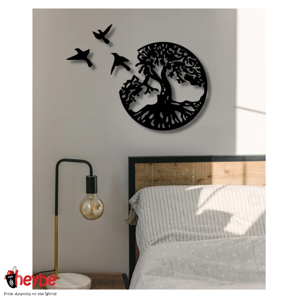 Дерево Жизни и Птицы Деревянный Декор Стен Живопись Природа Гостиная Спальня