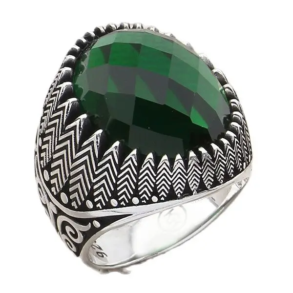 

Мужское серебряное кольцо с овальным зеленым цирконом, натуральный драгоценный камень, украшение, подарок отцу, подарок для мужа