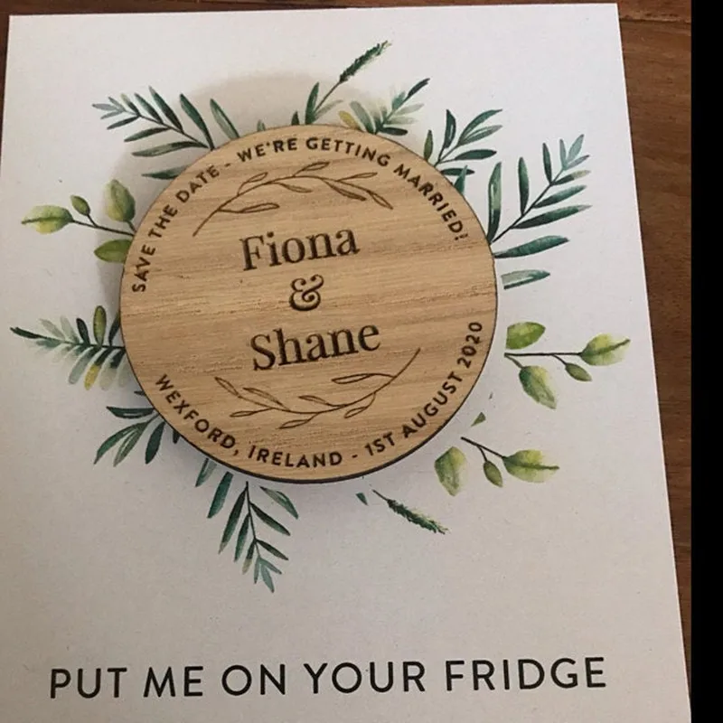 Персонализированные деревенские свадебные подарочные магниты деревянные
