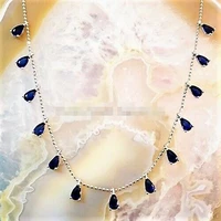 925k sterling silver turkish handmade jewelry blue sapphire womens necklace