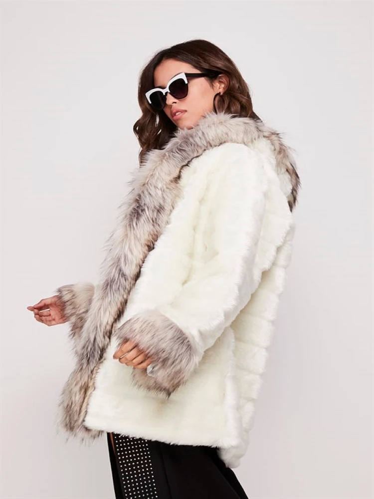 White Coat With Fur Winter Dress Women