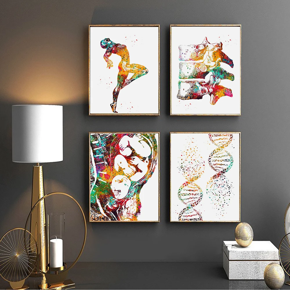 

Human Body Brain Bone Muscle Poster Pregnant Woman Baby Wall Art Decorative Canvas Painting Colorful Wall Pictures Home Decor