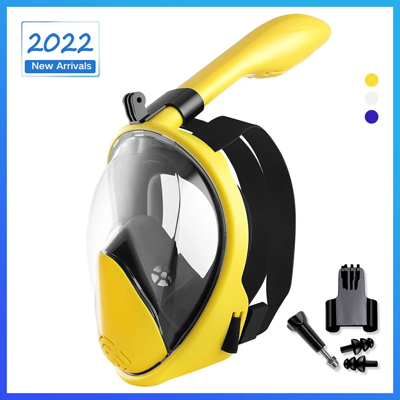 

Rodicoco Underwater Scuba Diving Anti Fog Yellow Full Face Snorkeling Mask Safe Waterproof Top Breathe System Mask