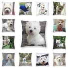Наволочка для подушки Westie, домашний декор для дивана в стиле West Highland White Terrier, квадратная декоративная подушка 40x40