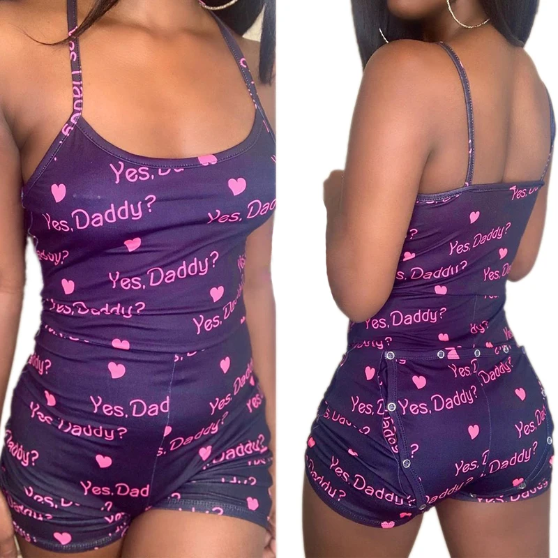 Модный женский короткий комбинезон Yes Daddy пикантная Пижама для взрослых размера