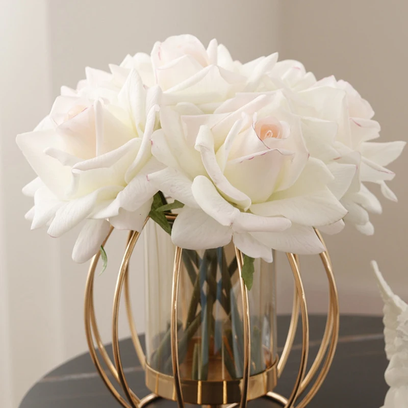 

4Pcs Curle Edge Rose Moisturizing Touch Artificial Flowers Wedding Bouquet Latex Rose Flower Home Party Event Decoration Floral