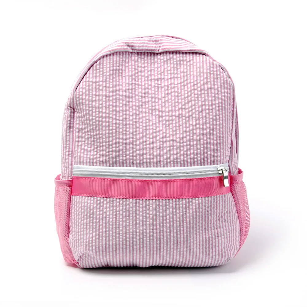 25pcs Lot Pink Toddler Seersucker Backpack GA Warehouse Cute Children School Bag in 4 Colors DOM111-187