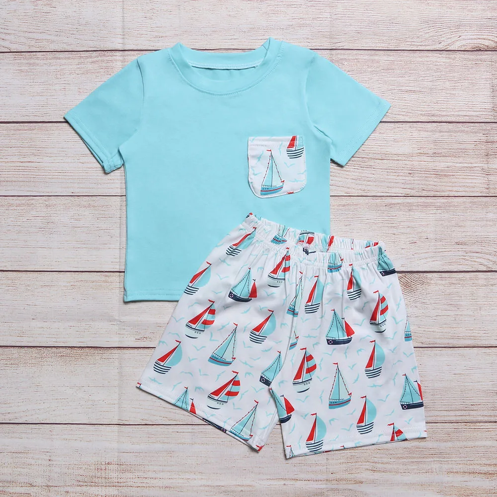 

Designer Baby Boy Clothes Set Fashion Newborn Children Set Ship Pocket Sleeveless T-Shirt High Quality Shorts Suit For 1-6T Boys