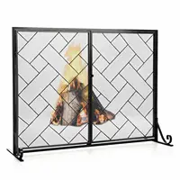 2-Panel Fireplace Screen w/ Double Door Fire Spark Guard Safety Fence  JV10066