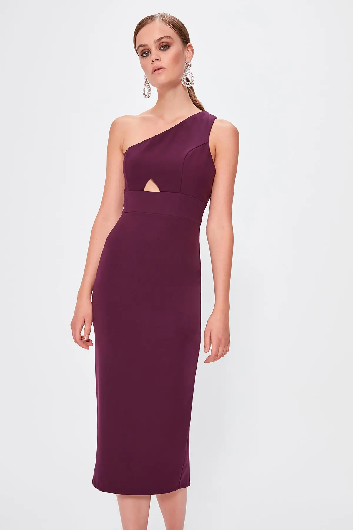 Trendyol Damson приталенное платье с глубоким вырезом TPRSS19FZ0238|Женские платья| |