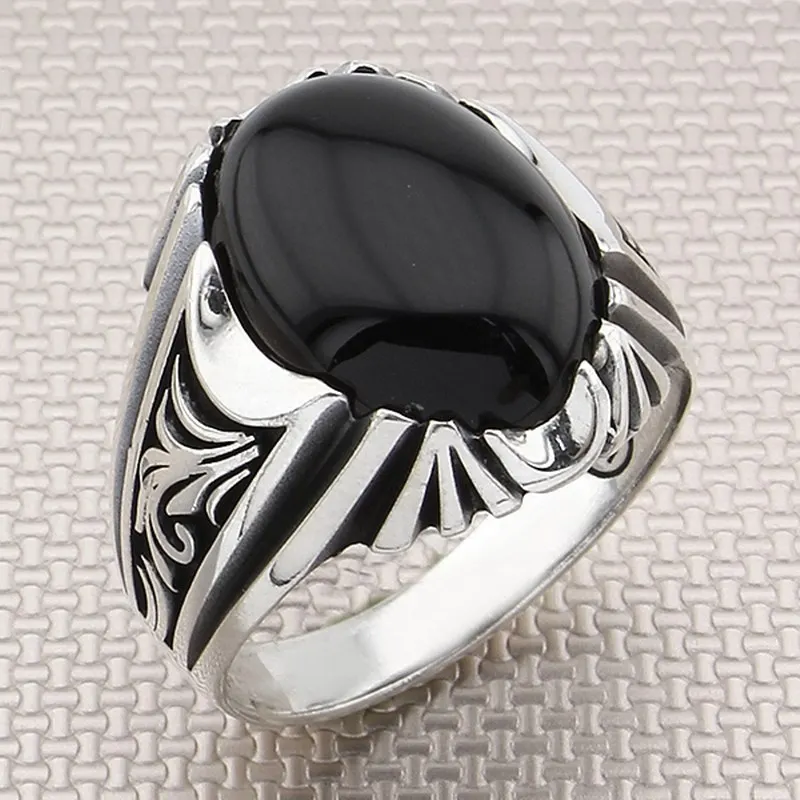 

Authentic 925 Sterling Silver Ring For Man Real Pure Onyx Tiger Eye Agate Stones Heavy Handmade All Sizes Turkish Jewelry