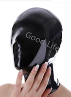 latex mask sexy rubber hood zentai fetish mask black latex mask full breath hole headgear handmade costume