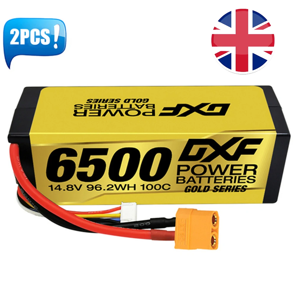 (UK)DXF Lipo 4S 14.8V Battery 6500mAh 100C Racing Series HardCase XT90 For RC Car Truck  BX Truggy Buggy XMAXX Arrma 8S Off-Road