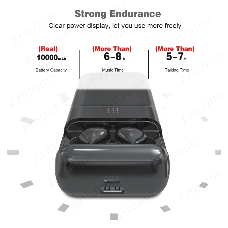 TWS Bluetooth 5 0 наушники 10000 мАч Зарядка коробка беспроводные стерео спортивные