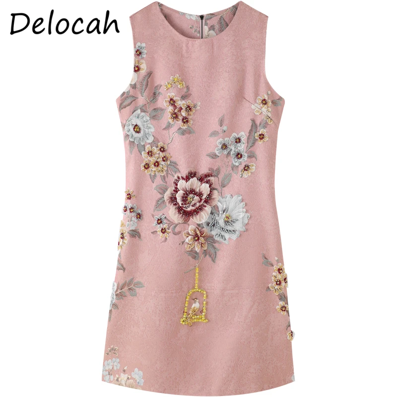 

Delocah Women Summer Fashion DesignerParty Short Dress Crystal Beading Sleeveless Elegant Bodycon Ladies Aline Dresses vestidos