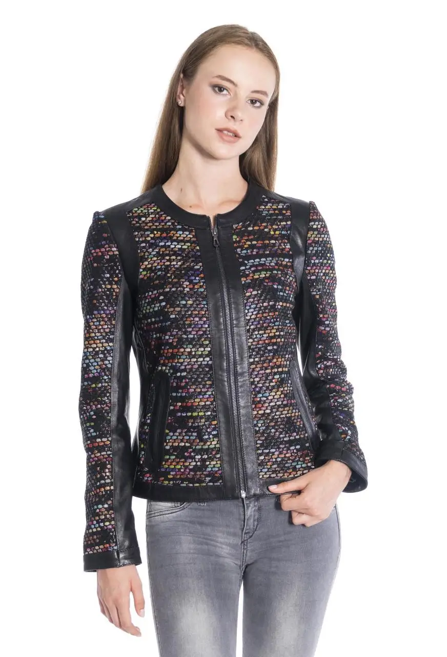 Women winter leather jacket winter Leather Jacket Genuine Real Leather Jacket leather Coat lambskin coat Straw Knit jacket