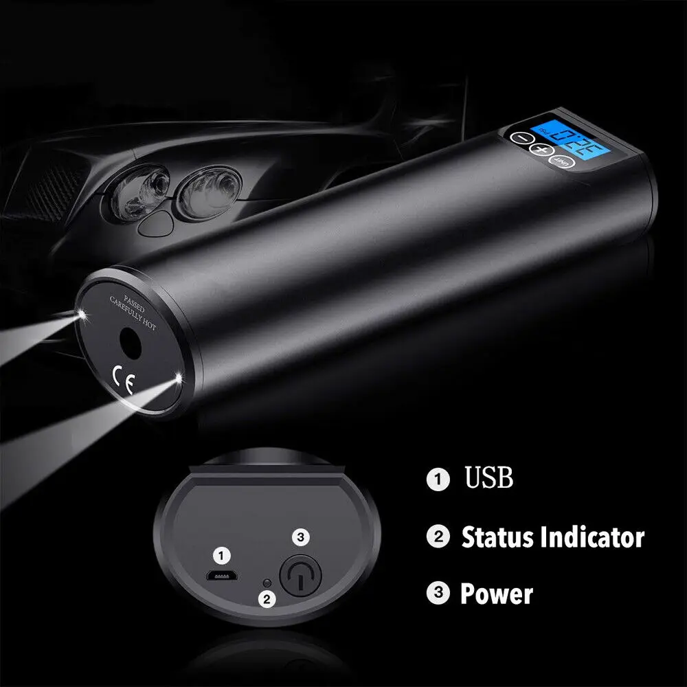 Barato Inflador Portátil De Compresor De Aire Para Coche, Inflador De 150PSI DC 12V Para Neumático De Motocicleta De Coche Con Adaptador De 3 Boquillas