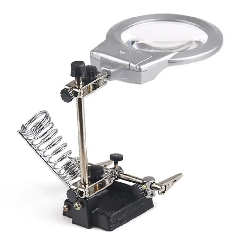 Настольная сварочная лупа третья рука 5 LED с зажимами увеличение 2 5x 7X 10X паяльник