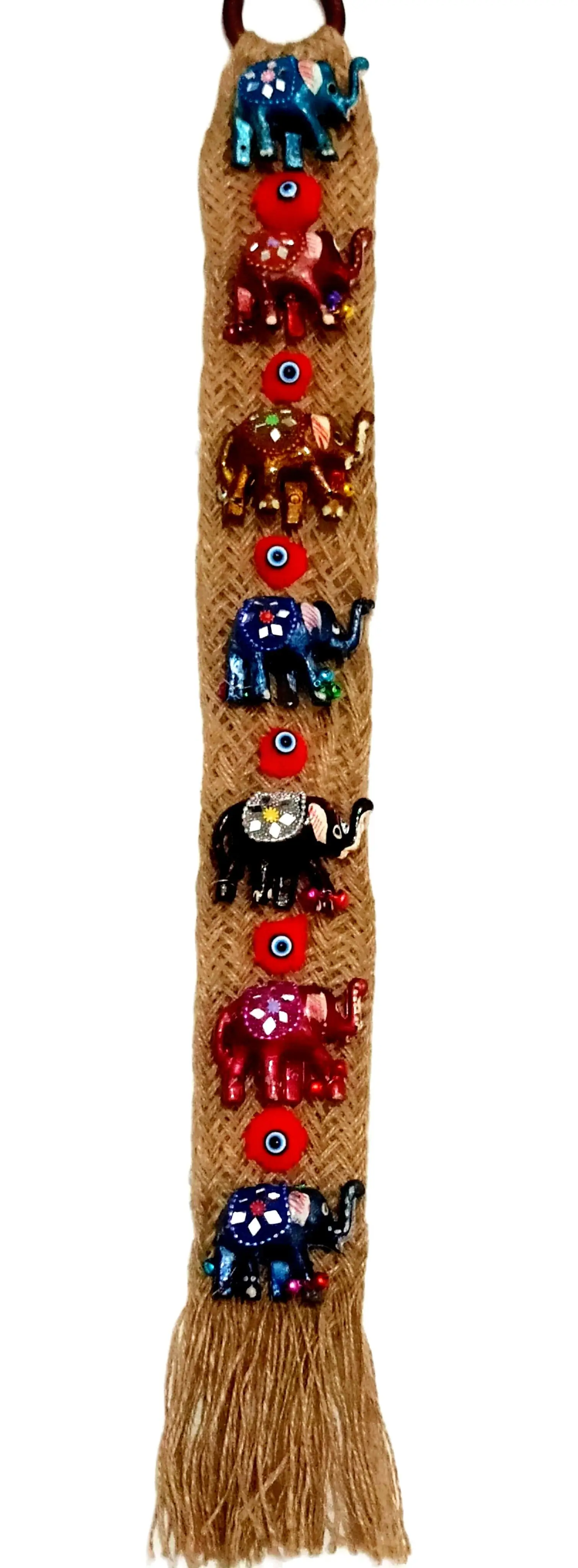 

Authentic Seven Bereket Elephants, Gift, Evil Eye Bead, Door Wall Garden Terrace and Balcony Ornament