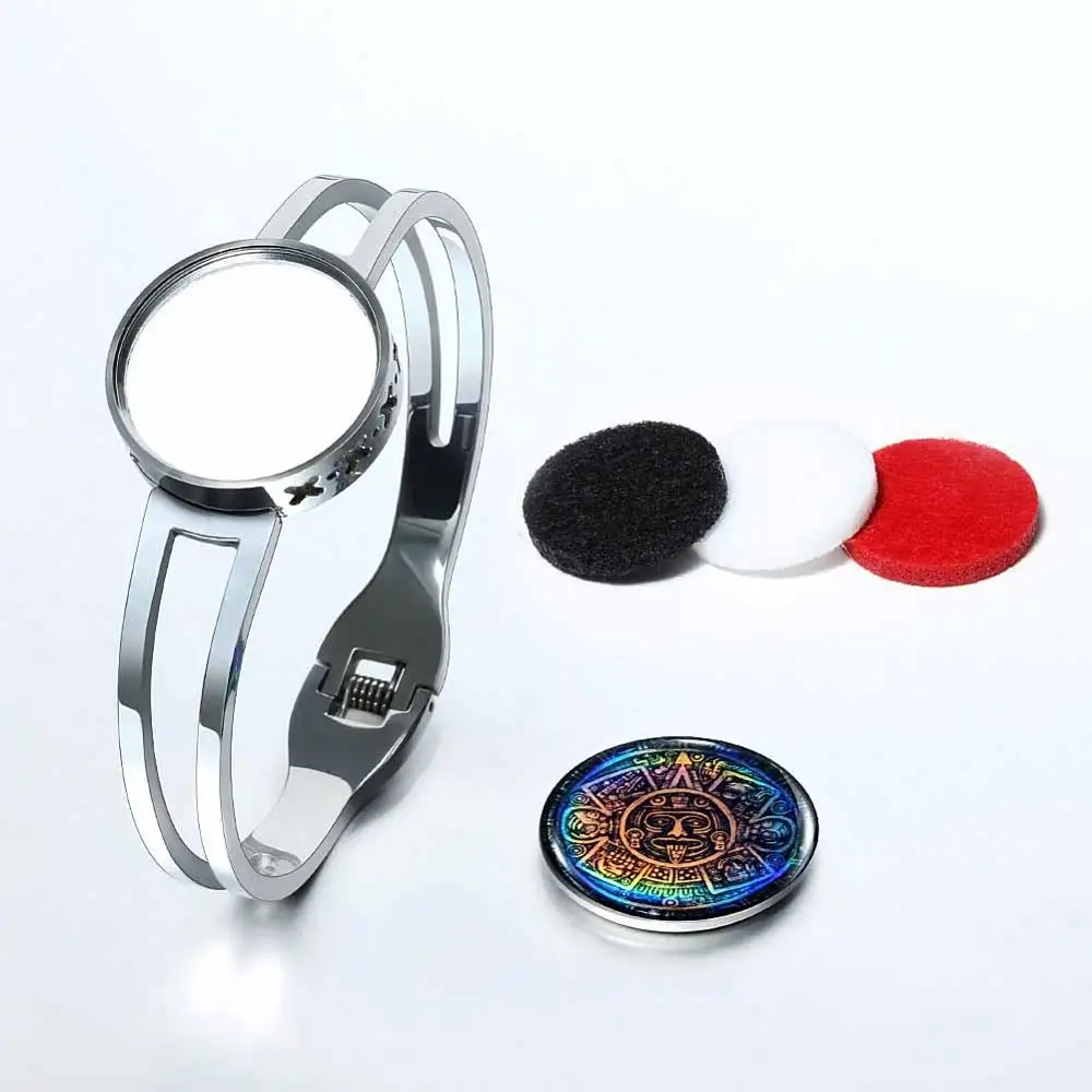 

Luxury Famous Jewelry Silver Stainless Steel Indian Bracelets & Bangles Colorful Face Lotus Design Charm Bracelet For Women Men