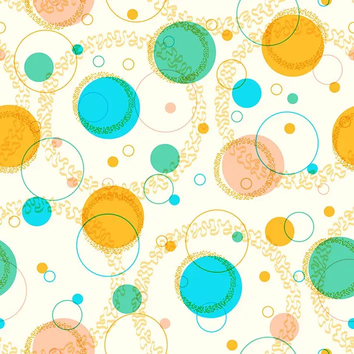 

Curtain Circles and Lines in Bright Colors Geometric Patterns Bubbles Summer Floral Artwork Yellow Green Blue Pink