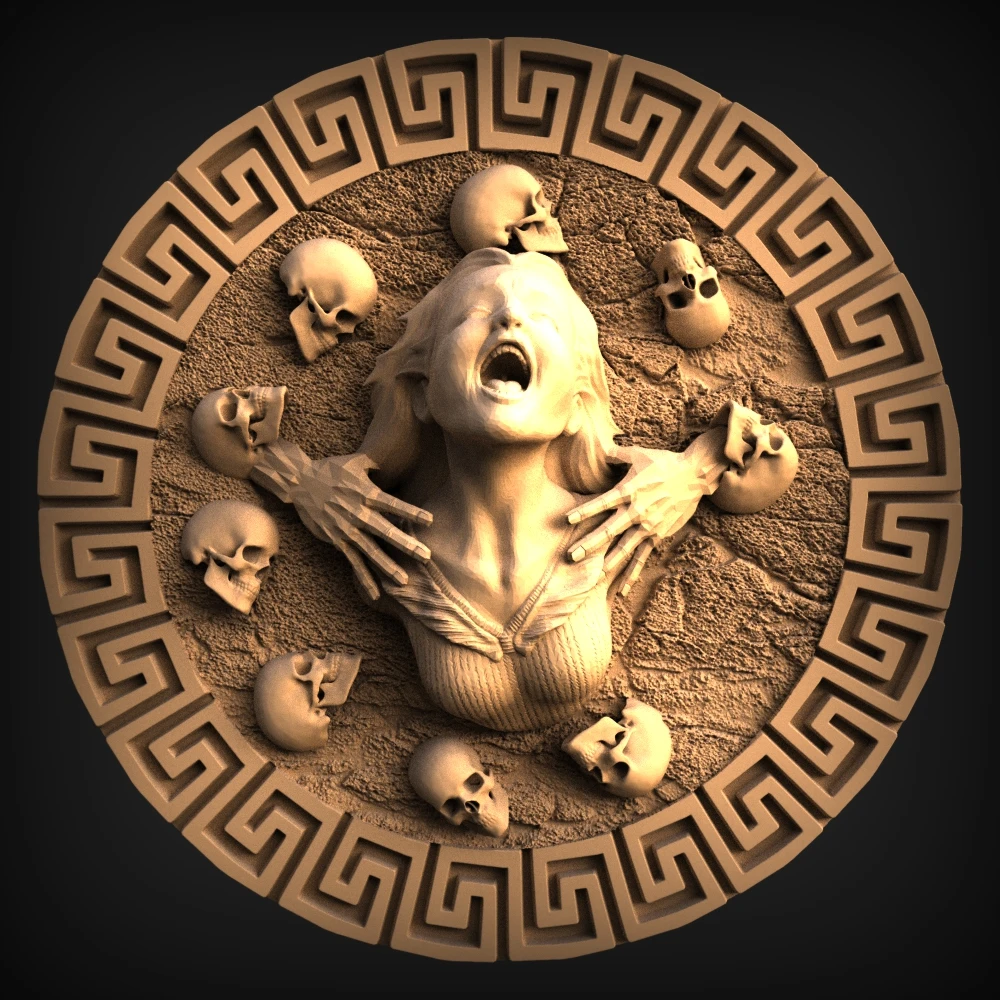 Круглая декоративная модель STL для ЧПУ-роутера 3D-принтера Artcam Aspire Bas Relief |