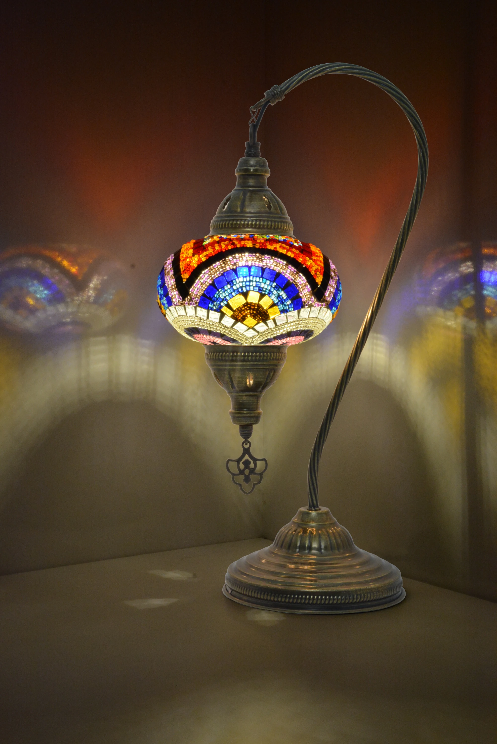 

MOZAIST Turkish Lamp, Swan Neck Mosaic Table Lamp, Moroccan Decorative Glass Antique Bohemian Vintage Light Shade, Tiffany Desk