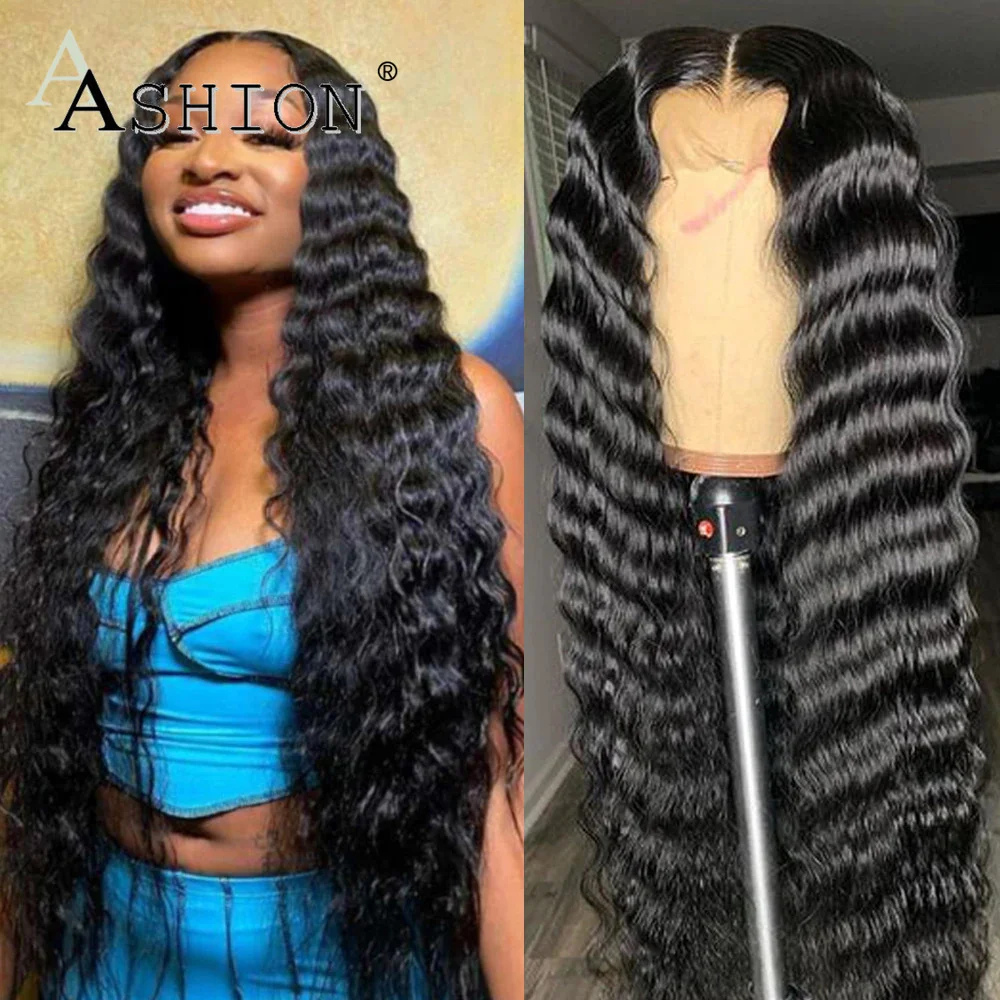 Loose Deep Wave Wig Peruvian Hair Wigs T Part Lace Wig Human Hair for Black Woman Remy Hair Pre Plucked Transparent Lace Wig