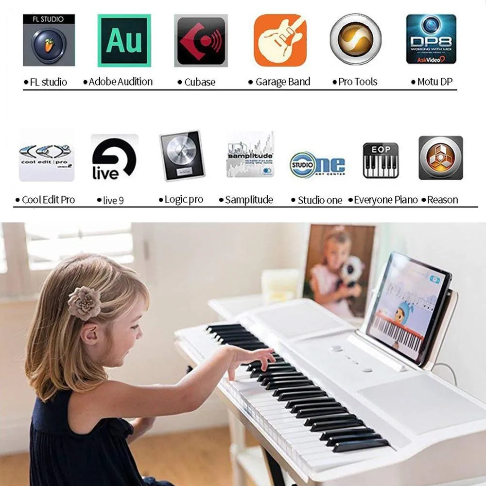 Type B MIDI Cable USB Converter For iPhone iPad Piano Keyboard Audio Interface Casio Yamaha Compatible With iOS 10.3.2 |