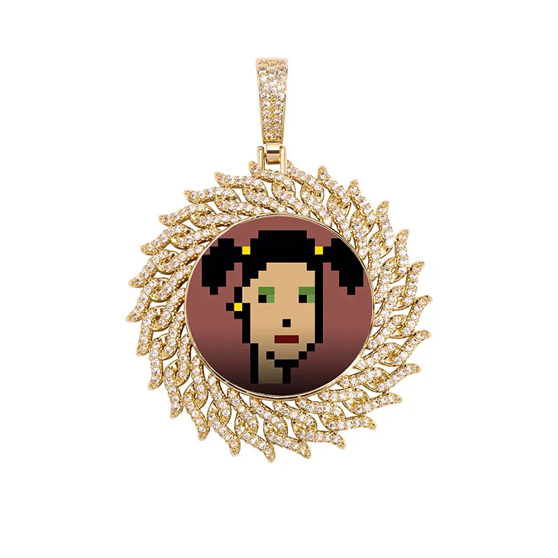 

New Fashion Custom Photo Memory Medallions Pendant Necklace For Men's Hip Hop Crystal Personalized Cubic Zircon Necklace