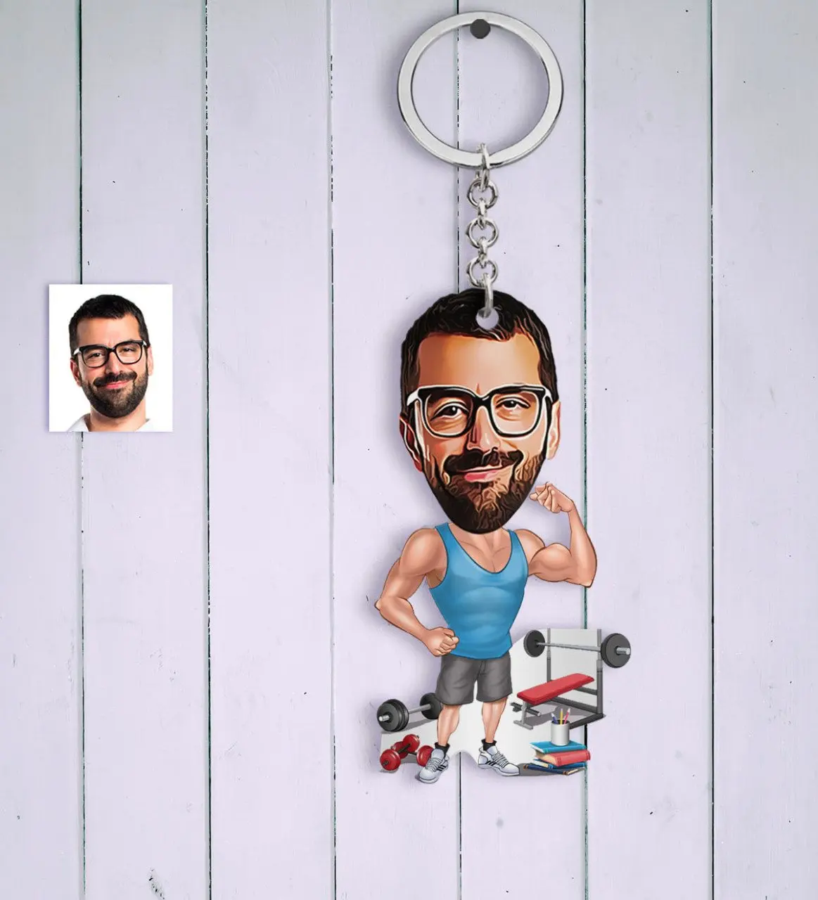 

Персонализированные мужские фитнес-брелки с персонажами из мультфильмов для спортсменов, подходят для мышечных спортсменов, трудолюбивые ...
