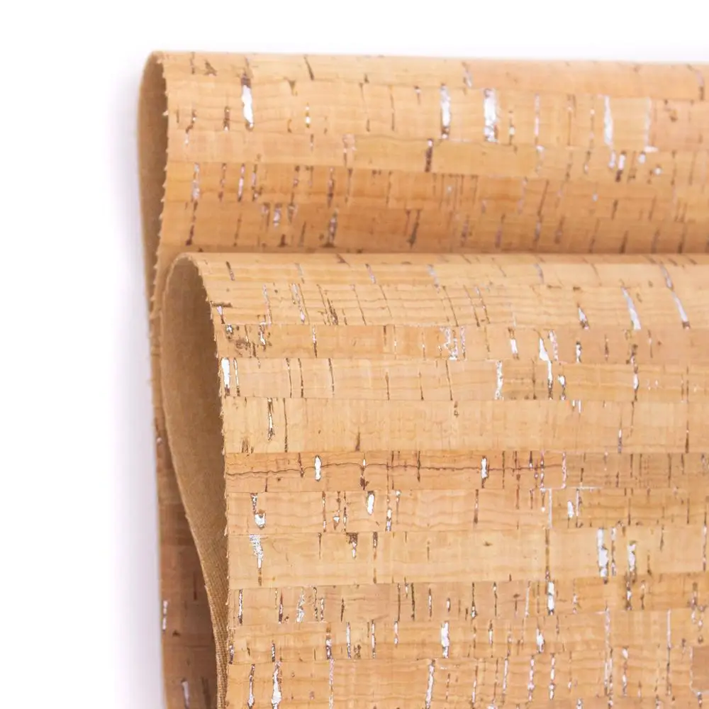 Португальский пробковый материал натуральный с серебряными полосами пробковая