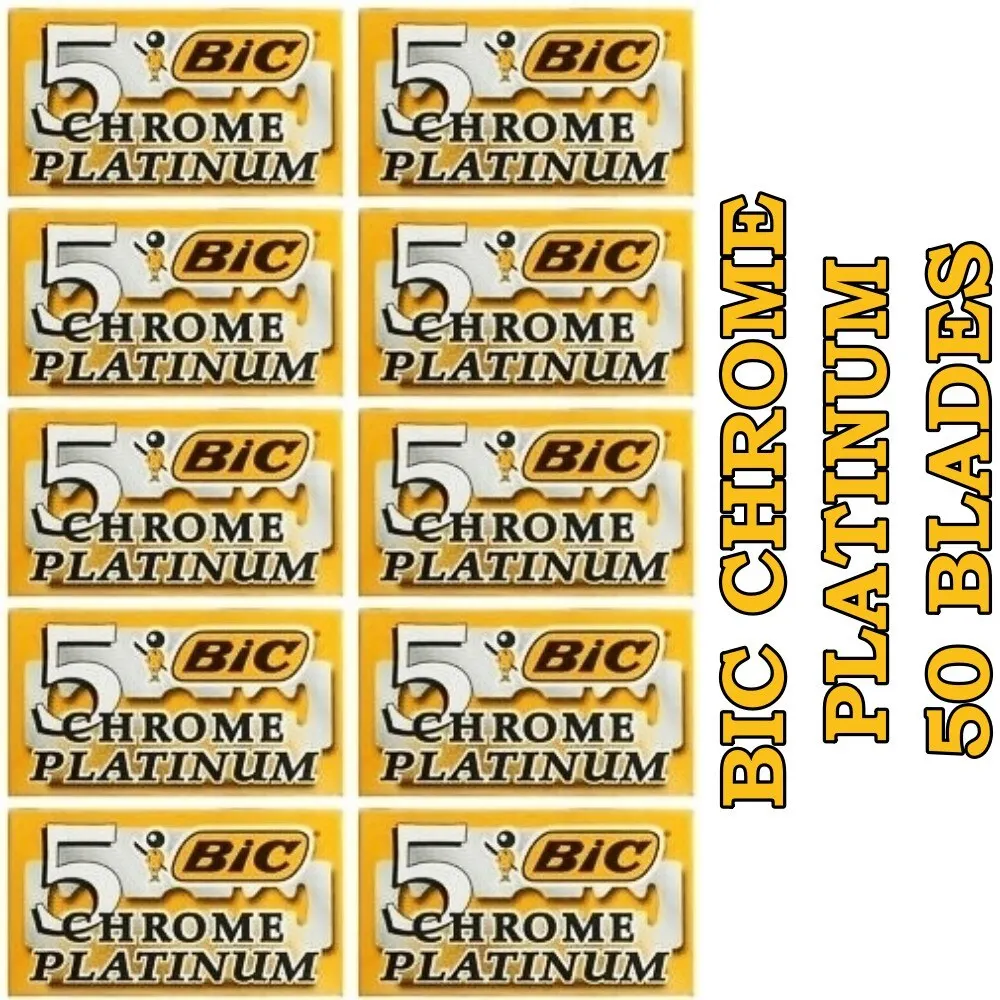 Бритвенные лезвия BIC Chrome Platinum с двойным краем 50 100 200 шт Бесплатная доставка |