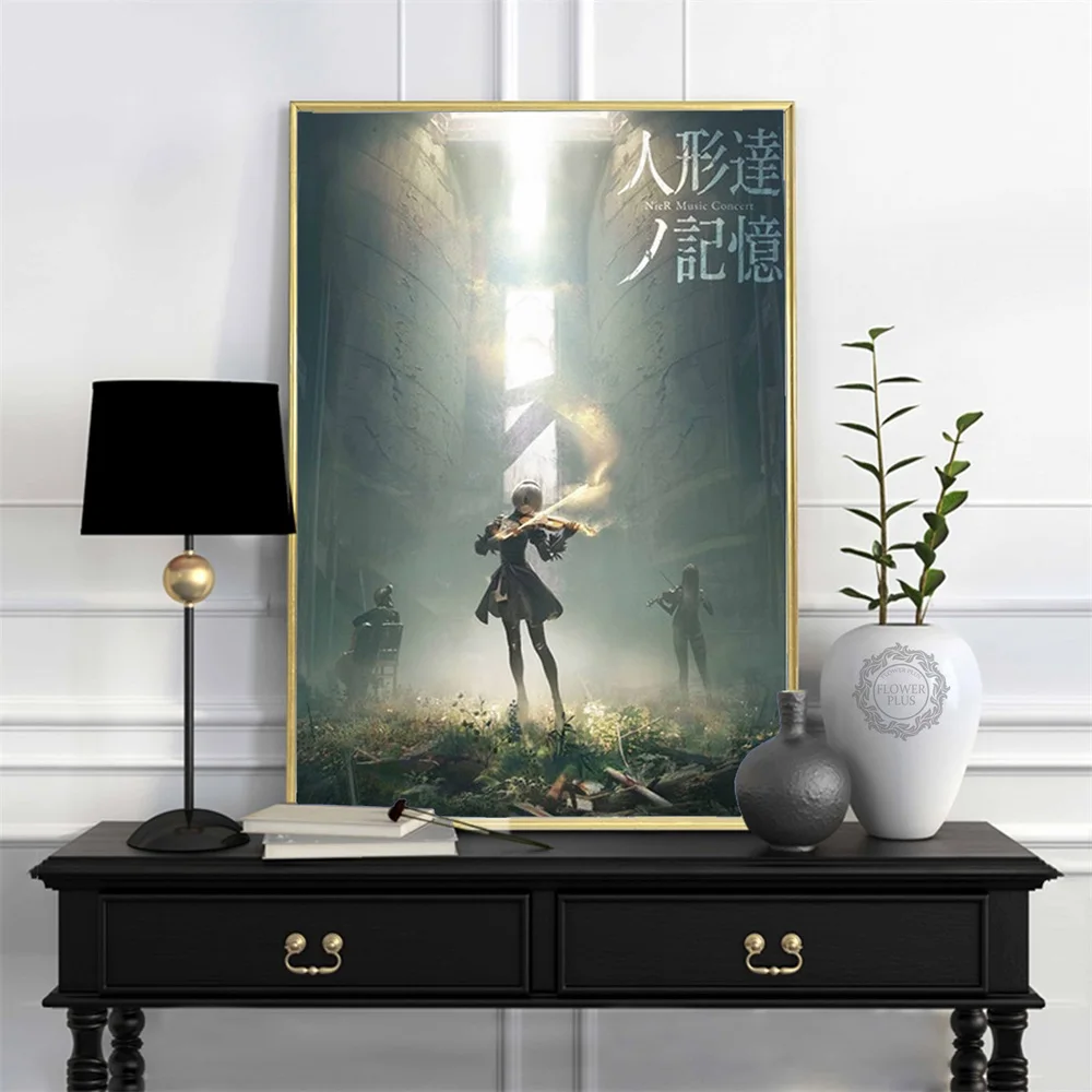 Картина на холсте NieR Automata с изображением девушки из японского аниме Борьба