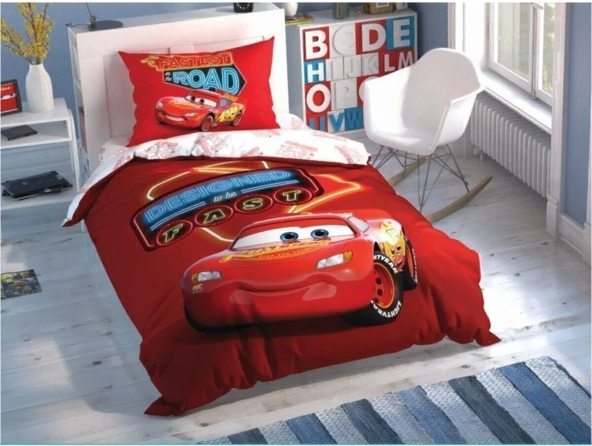

Tac Licensed 100% Cotton 3 Pcs Duvet Cover Set Disney Cars Shiny Road for kids (No Comforter)