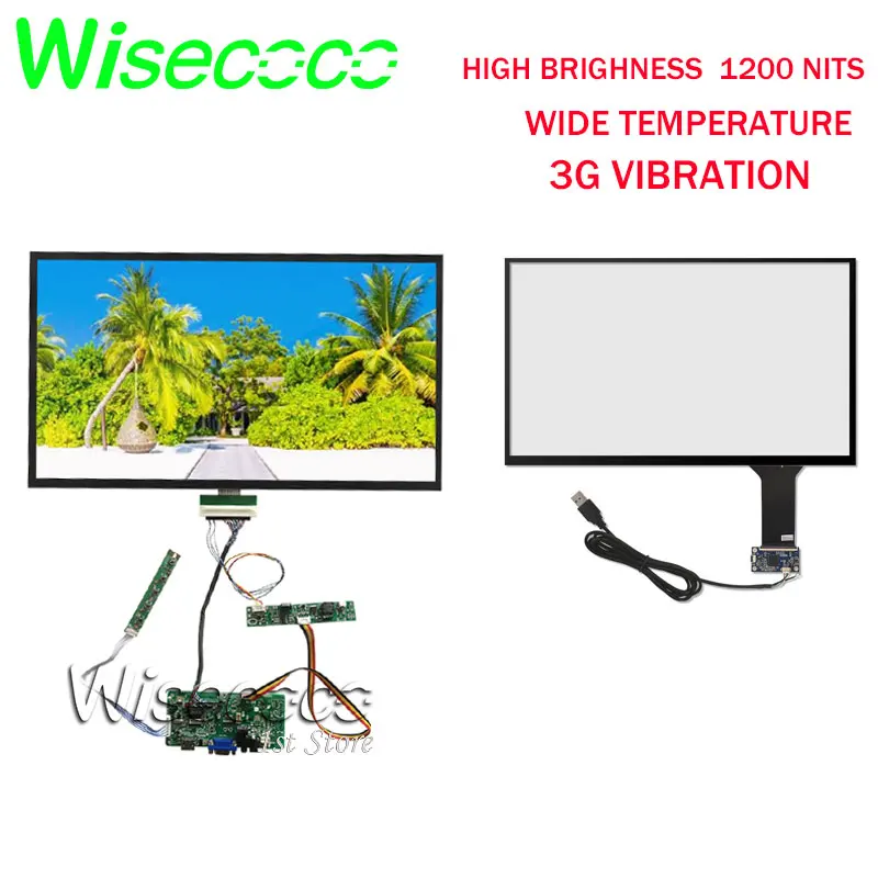 Wisecoco-pantalla LCD de alto brillo para exteriores, Panel táctil capacitivo de 15,6 pulgadas, 1920x1080, 1200 Nit, luz solar, legible, temperatura amplia