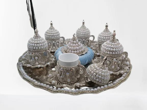 

WONDERFULLL AMAZİNGTurkey authentic kitchen decor gorgeous patterned silver colored six-person pearl stone tiled gFREE SHİPPİNG