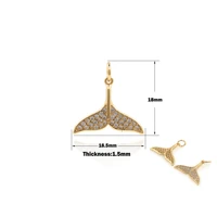 ethnic cubic zirconia whale tail pendant necklace gold filled fish nautical charm mermaid tail diy made gifts for women
