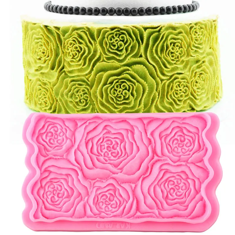 

Peony Flower Lace Silicone Mold DIY Wedding Cake Border Fondant Molds Cake Decorating Tools Candy Clay Chocolate Gumpaste Moulds