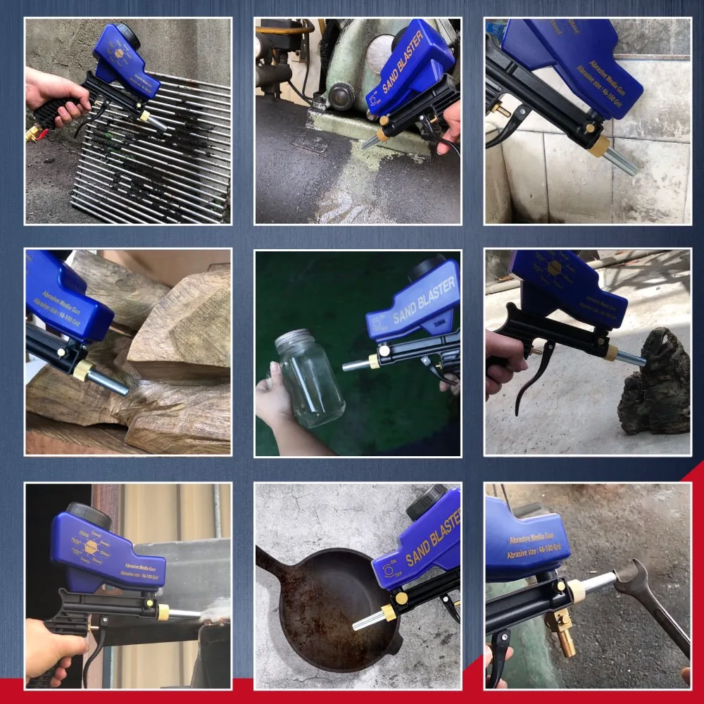 Пескоструйный пистолет LEMATEC с гравитационной подачей защитными очками и двумя