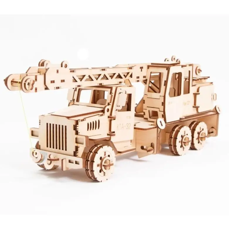 Деревянный автокран конструктор из фанеры Игрушки для мальчиков Набор