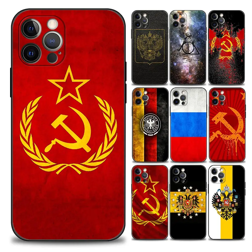 Чехол для телефона с российским флагом гербом iPhone 11 12 13 14 Pro Plus 7 8 SE XR XS Max 6 6s мягкий