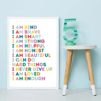 kid affirmations encourage quotes prints colorful wall art canvas painting nursery decor kids bedroom sign poster playroom decor