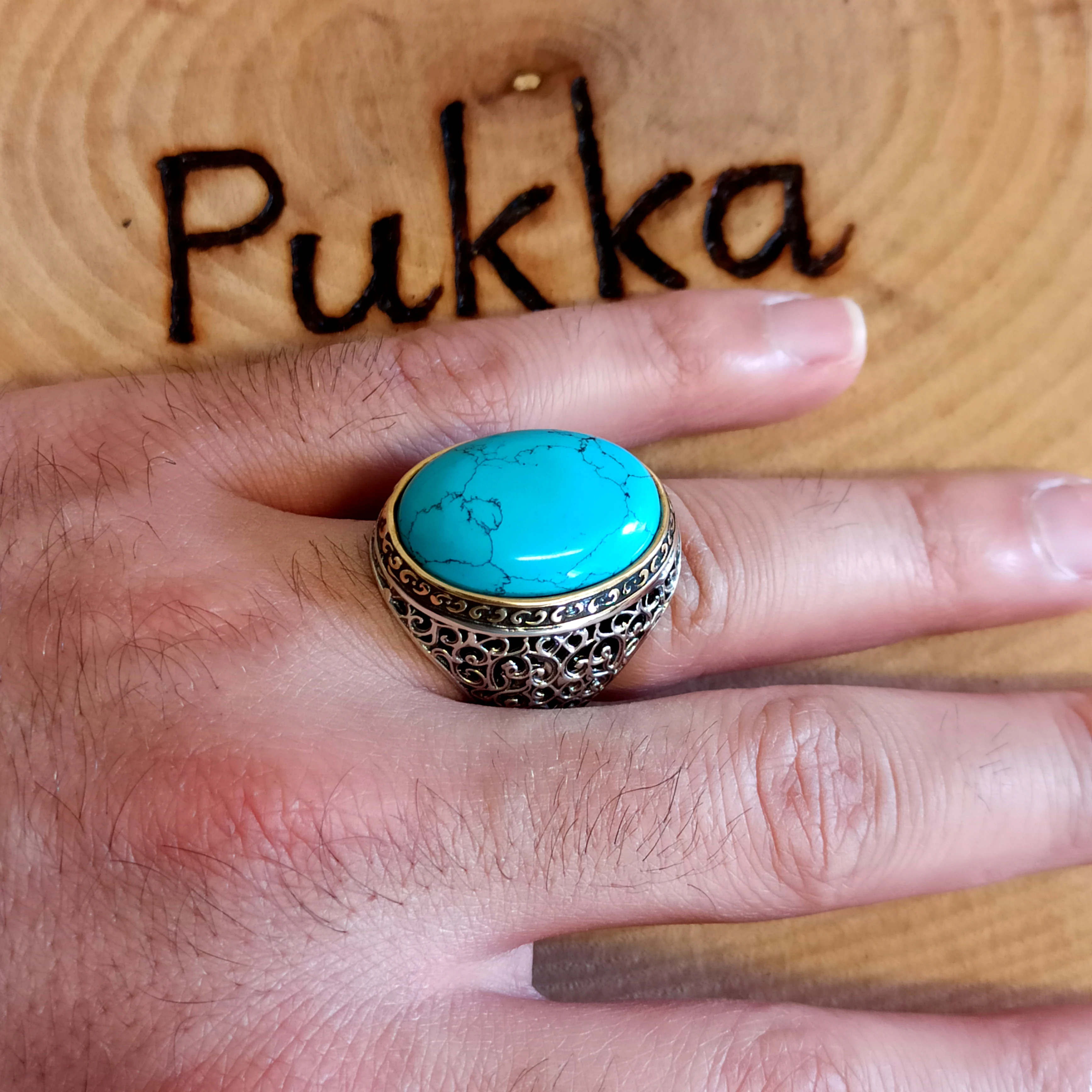 Bague en pierre d'agate Feroza naturelle en argent regardé 925 pur pour hommes et femmes, bijoux faits à la main de haute qualité, mode vintage, punk, rétro, Zunderes on Onyx, cadeau, style turc, accessoire pour hommes, toutes tailles