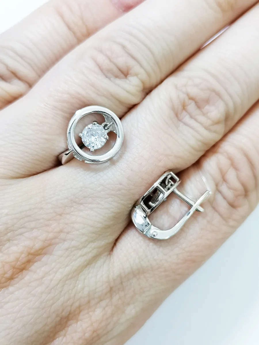 Серьги вставка &quotТанцующий&quot фианит бесцветный SamoroDki Jewelry.серебро 925пр покрытие