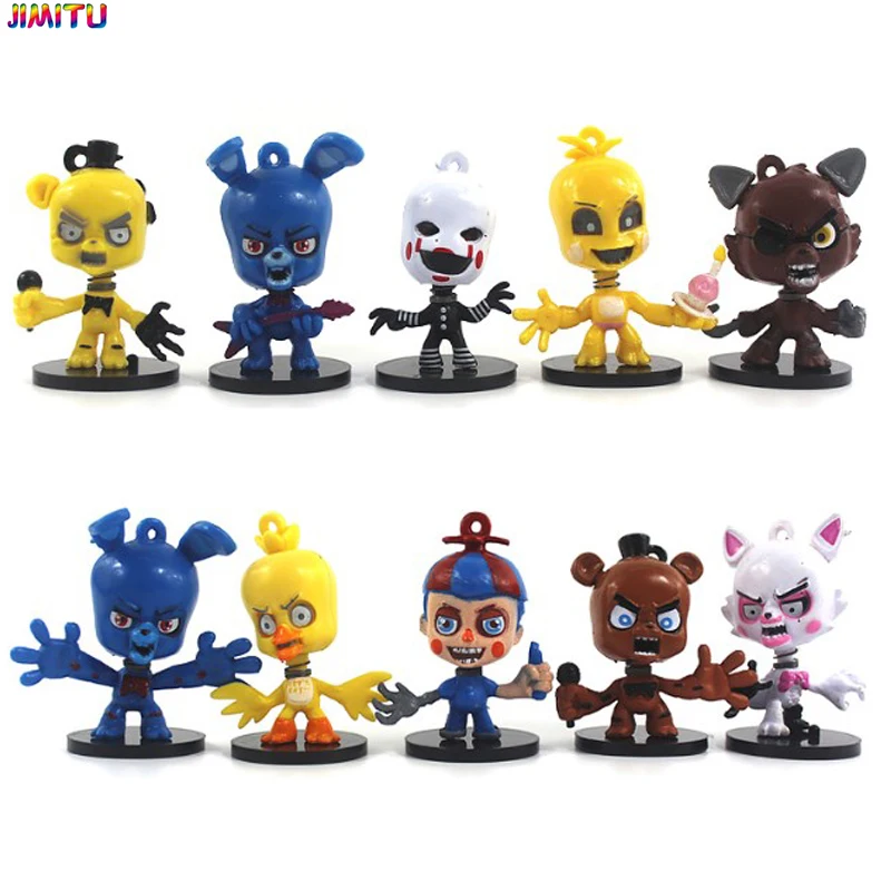 

10 Pcs/set Q version Freddy Anime Figures Model Chica Bonnie Foxy Howth Fazbear Bear Doll PVC Action Figures Collectible Toys