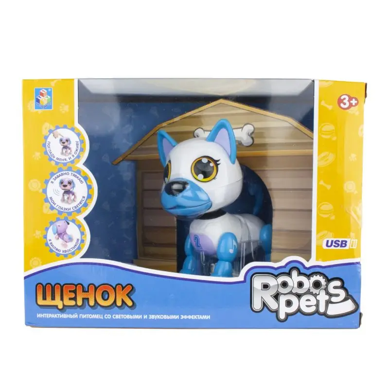 Игрушка &quotRobo Pets. Щенок&quot Т16800 интерактивная бело-синий 26х19х12 см | Игрушки и хобби