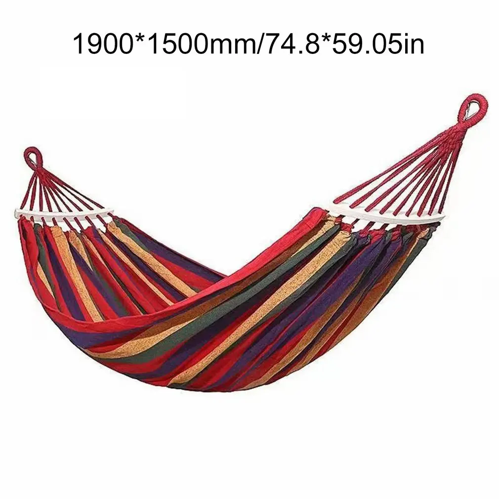 

Portable hammock outdoor camping swing double beach hammock garden decoration outdoor Travel Swing Striped Canvas Hanging Bed