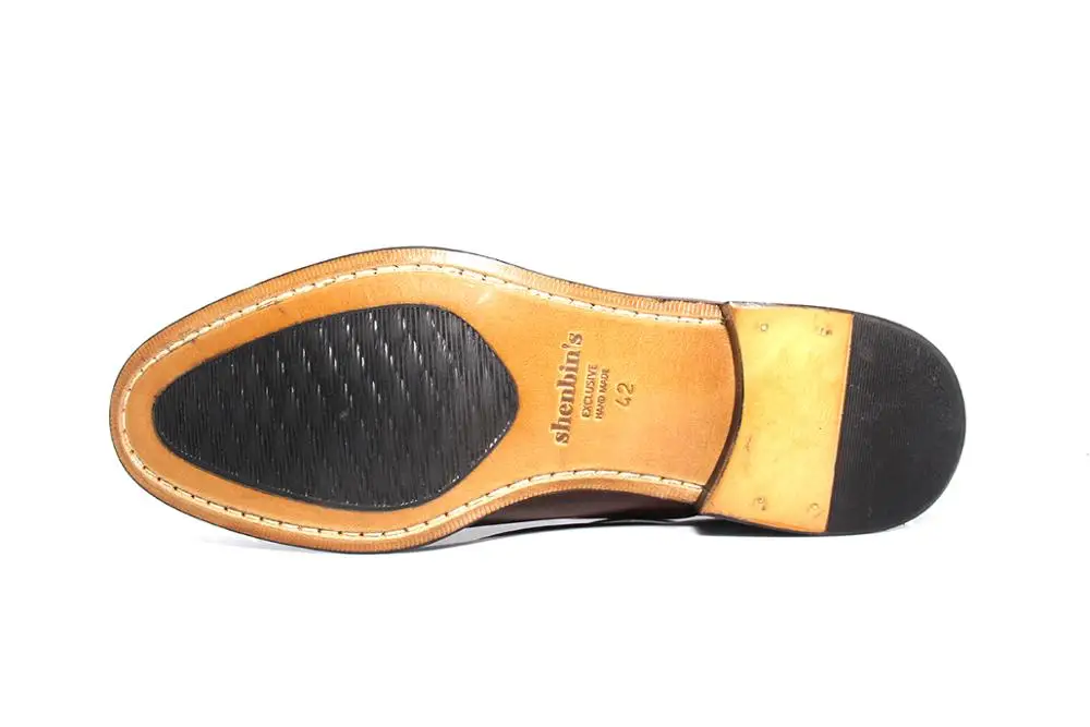 

SHENBIN's Handmade Derby Shoes with Baby Black Buffalo Leather and Injected Outsoles