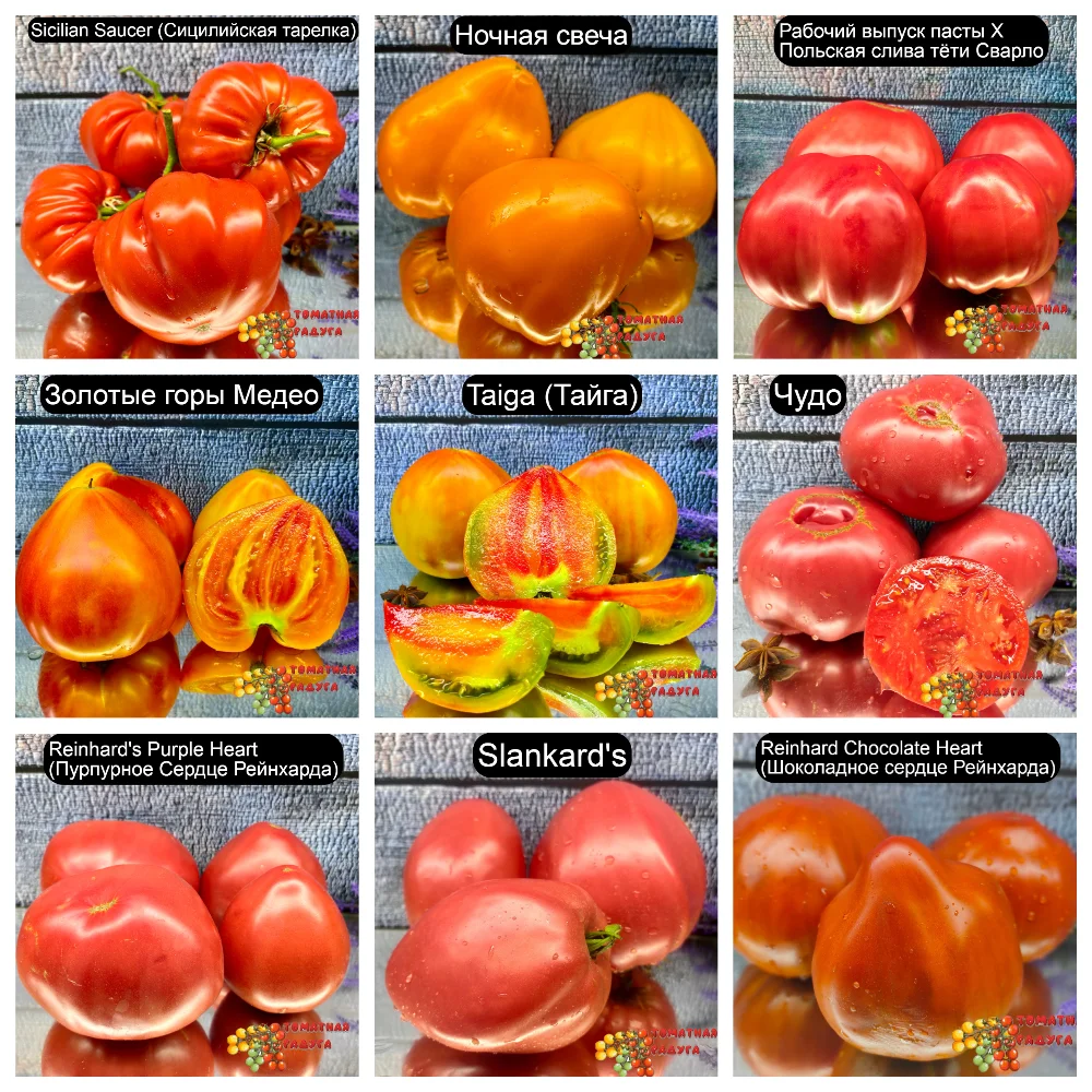 10 сортов. Набор №4: Органические семена КРУПНОПЛОДНЫХ томатов упаковок /по семян